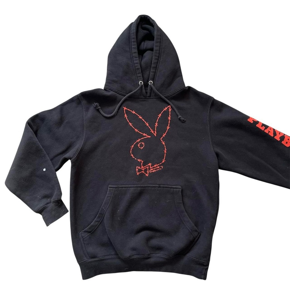 PLAYBOY Black and Red Hoodie Sweatshirt